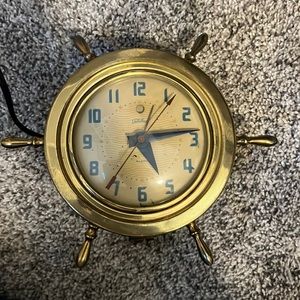 Telechron Brass Ship Wheel Electric Alarm Clock Model 7H109 1940s or 1950s?